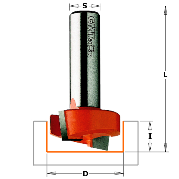 CMT 701.180.11 18 mm Sponning- en kantenfrees met schuine snijkop schacht 6 mm