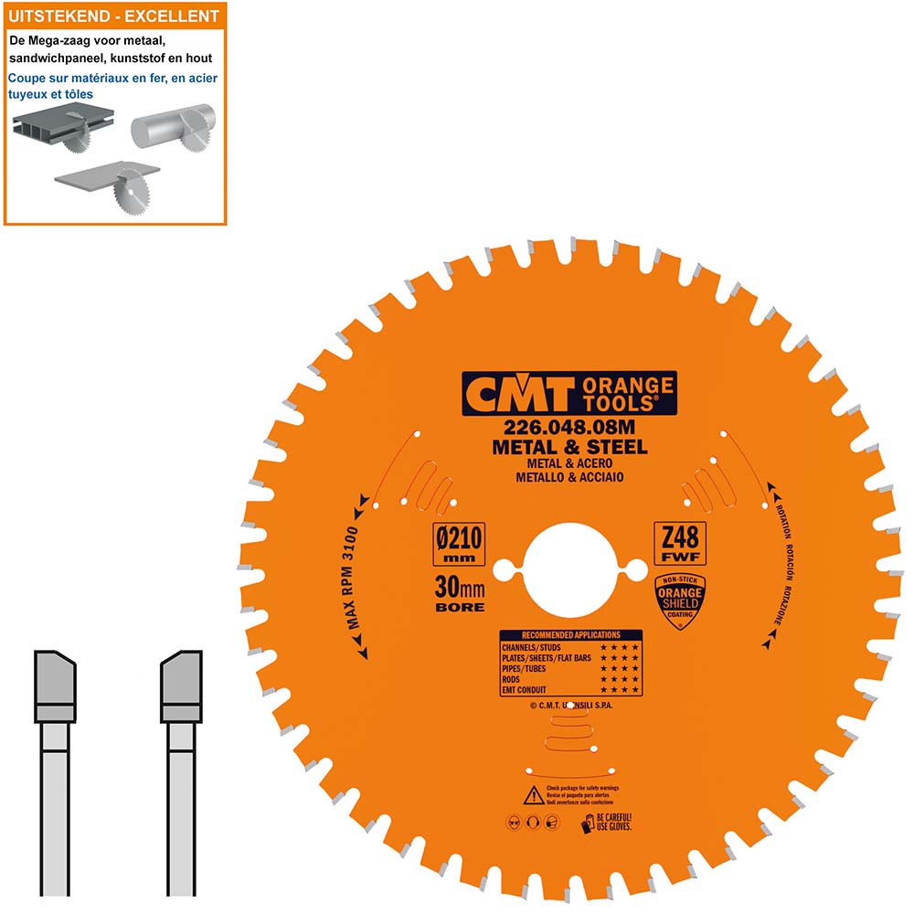 CMT 226.048.08M Zaagblad voor Metaal en harde materialen 210 x 30 x 48T