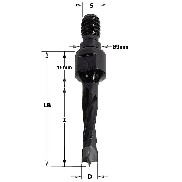 CMT 353.050.11 Drevelboor 5mm, schacht M8 - 9x4, rechts