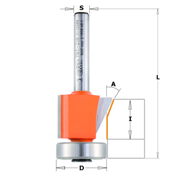 CMT 907.210.11 Kantenfrees 0°-15° kopse geleider 19 x 15 mm schacht 8 mm