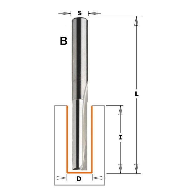 CMT 712.050.11 Groeffrees met rechte snijkop 5mm, schacht 6 mm