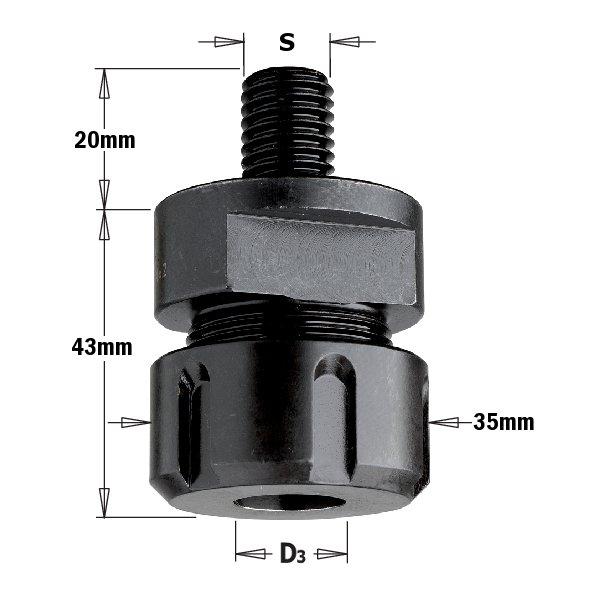 CMT 796.122.00 Freesdragermandrijn ER20 voor freesmachine 6-12,7 schacht M12x1,75