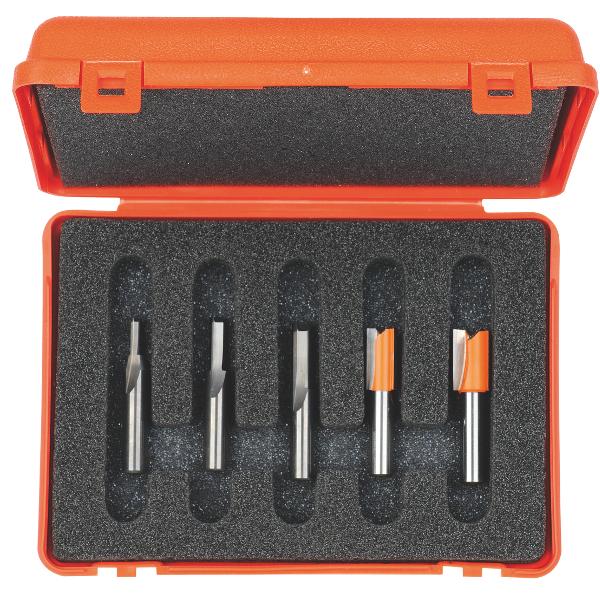 CMT 700.005.01 Set van 5 frezen in pvc kistje schacht 6 mm