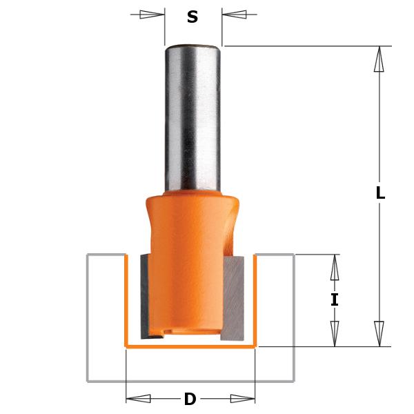CMT 702.120.11 Sponning- en kantenfrees 12mm met op schuine snijkop, schacht 6mm