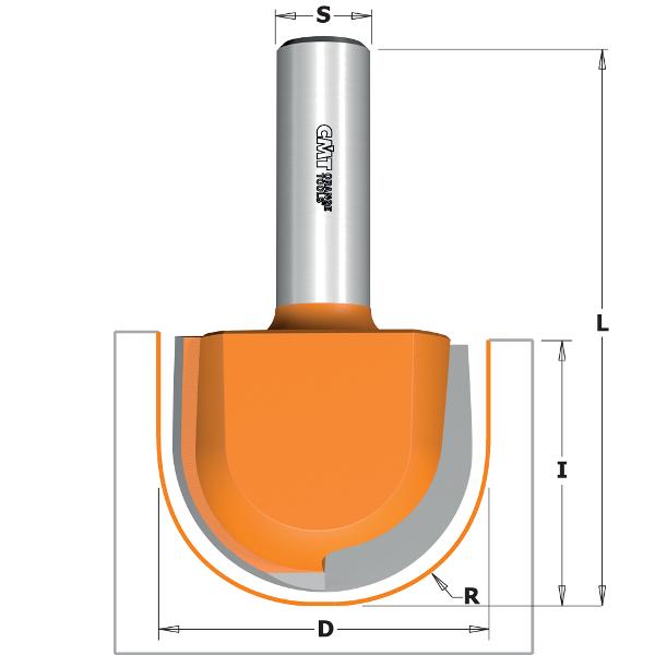 CMT 914.880.11 Bolle radiusfrees 38,1x31,7x69,8 R=19,05 schacht 12mm