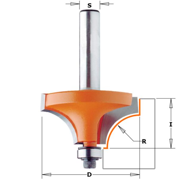 CMT 739.380.11 Holle radiusfrees met opstaande kant R=12,7 schacht Ø6