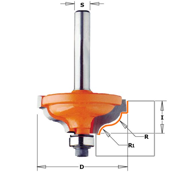 CMT 947.825.11 Profielfrees geleidelager licht golvend met opstaande kant R=4,8 - 3,6 schacht 12mm