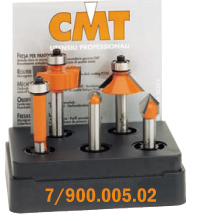 CMT Set van 5 frezen in pvc kistje schacht 6 mm HM
