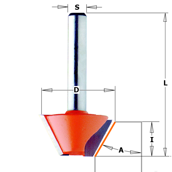 CMT 703.240.11 Afkantfrees zonder geleidelager 15° schacht 6 mm