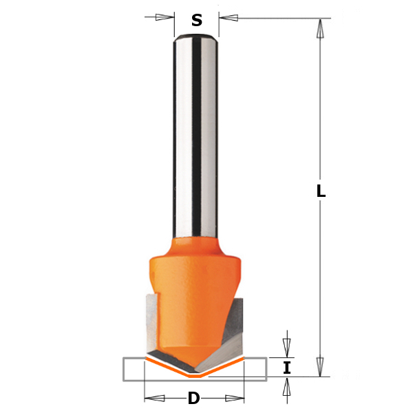 CMT 715.001.11 V-groef frees 90° voor alucobond schacht 6 mm