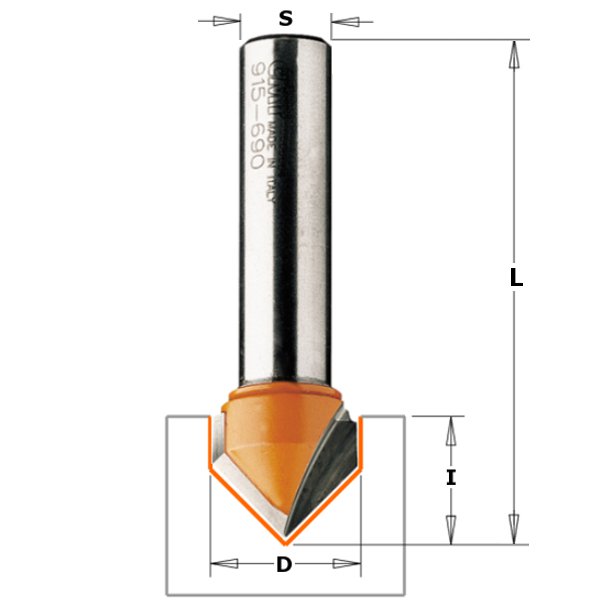 CMT 915.817.11 31,7 mm V-groef frees 90° voor gipsplaten schacht 12 mm