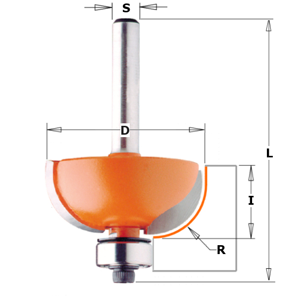 CMT 737.190.11 Bolle Radiusfrees R=4,75 met geleidelager 22,2 x 12,7 mm schacht 6 mm