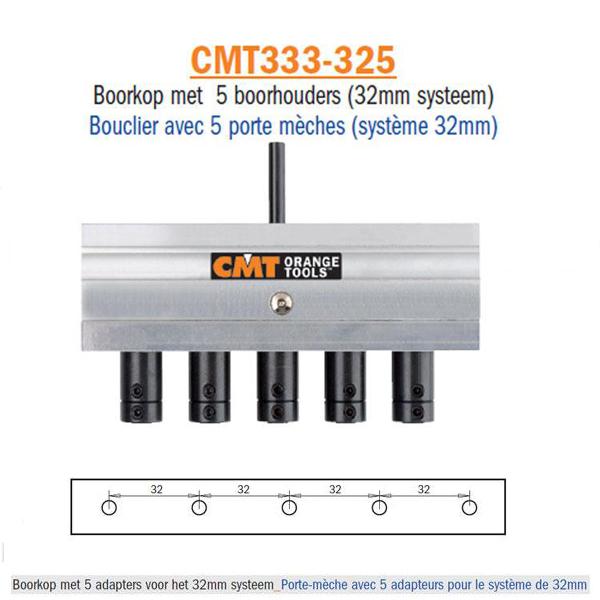 CMT CMT333-325 Universeel potscharnier boorsysteem-boorkop met 5 boorhouders