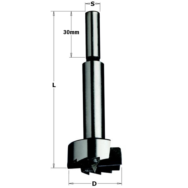 CMT 537.095.31 Forstnerboor met cylindrische schacht, rechts 3/8