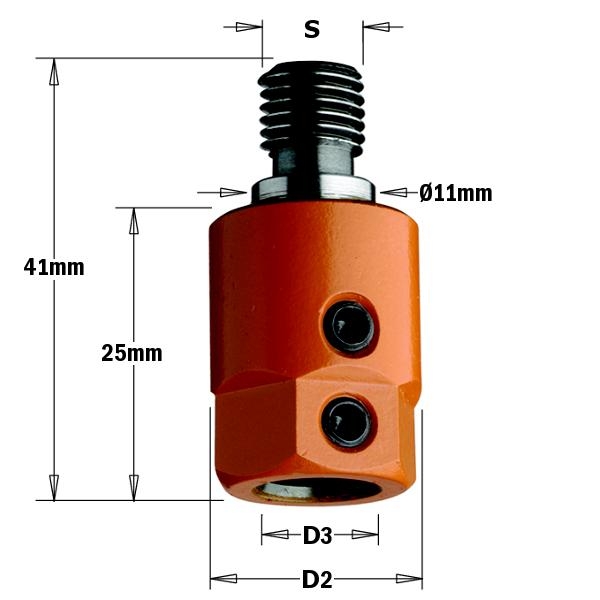 CMT 305.080.01 Boorhouder M10 met centreerring 11x4mm, rechts 16mm