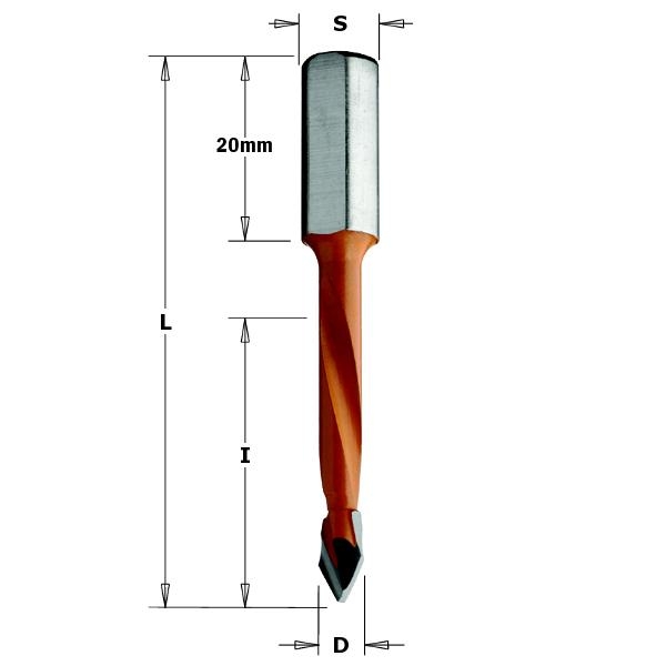 CMT 367.080.11 Drevelboor spits 8mm, schacht 8x20 rechts