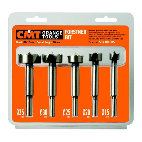 CMT 537.000.05 Set van 5 forstnerboren met cylindrische schacht 1/4" t/m 1"
