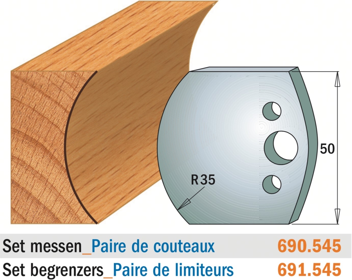 CMT 690.545 Profielmes paar hoogte 50 mm nummer 545