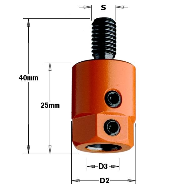 CMT 301.000.02 Boorhouder M8, links 19,5 mm