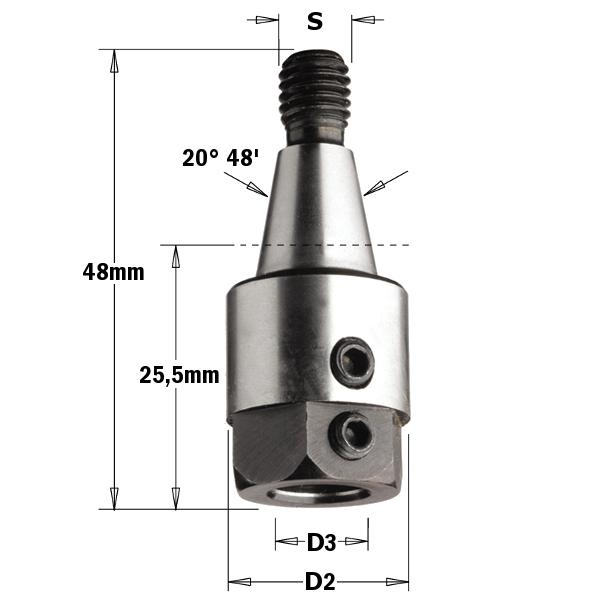 CMT 304.080.01 Boorhouder M8 konisch 20° 48', rechts 16mm