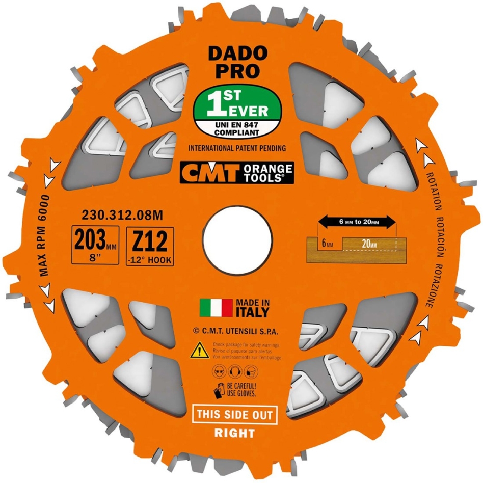 CMT 230.312.08M Verstelbare Groefzaag DADO 200 x 30 x 12T