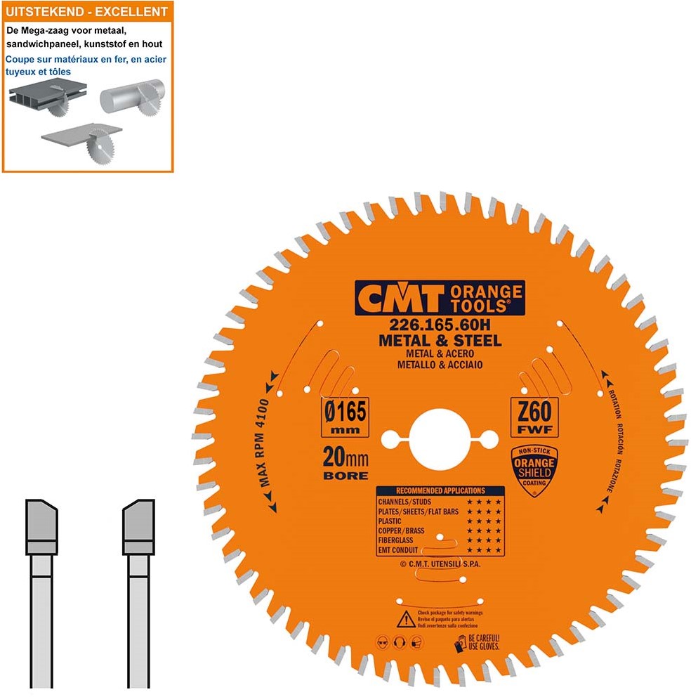 CMT 226.165.60H HW Zaagblad voor Metaal 165 x 20 x 60T