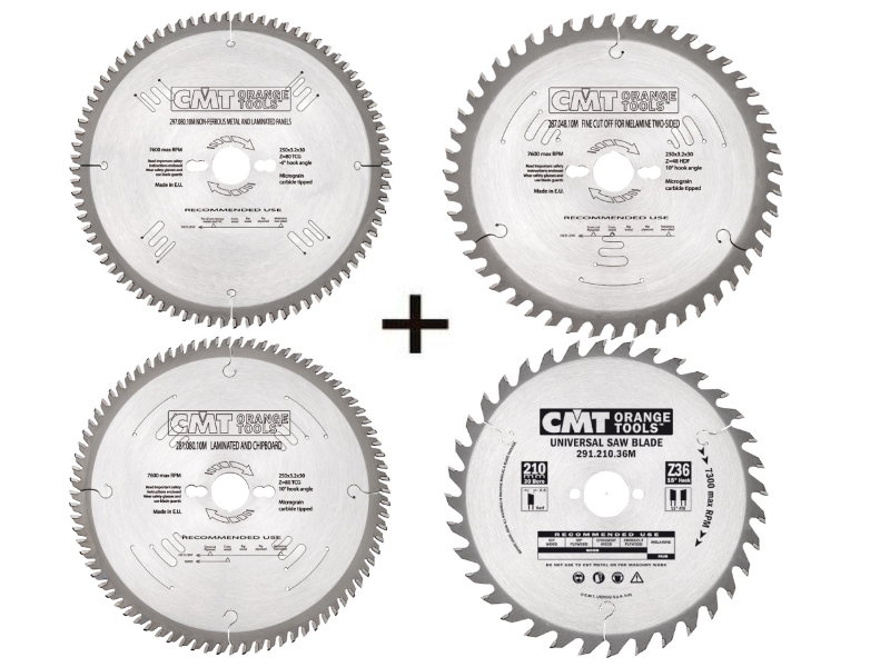 CMT S.160.SET 4-delige zaagbladen set voor Festool, Mafell, Makita etc 160 mm